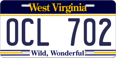 WV license plate OCL702