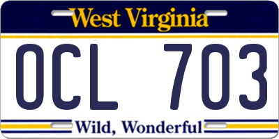 WV license plate OCL703