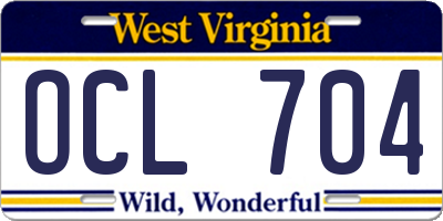 WV license plate OCL704