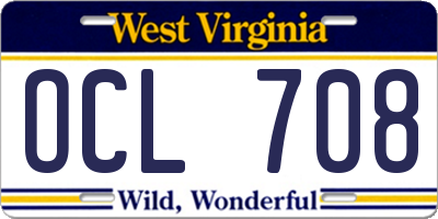 WV license plate OCL708