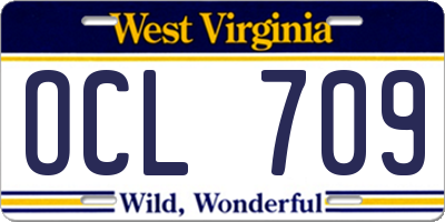 WV license plate OCL709