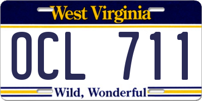 WV license plate OCL711