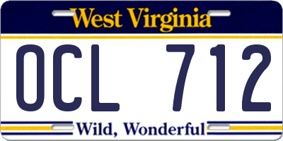 WV license plate OCL712