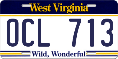 WV license plate OCL713