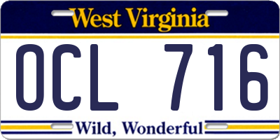 WV license plate OCL716