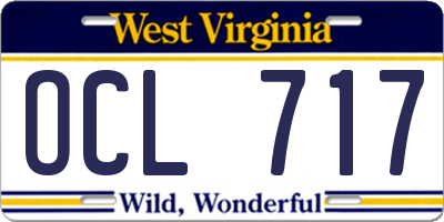 WV license plate OCL717