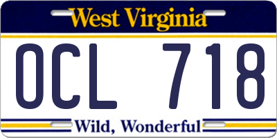 WV license plate OCL718