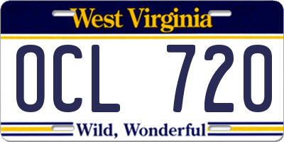 WV license plate OCL720