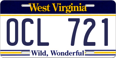 WV license plate OCL721