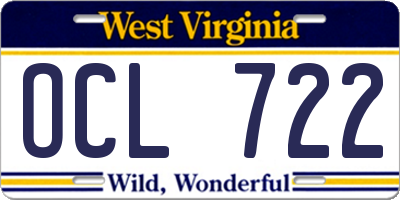 WV license plate OCL722