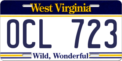 WV license plate OCL723