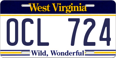 WV license plate OCL724