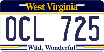 WV license plate OCL725