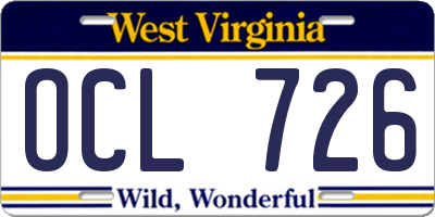 WV license plate OCL726