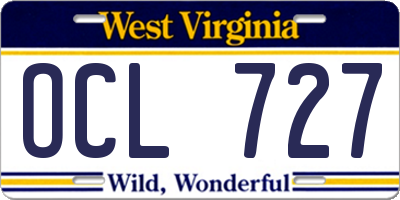 WV license plate OCL727