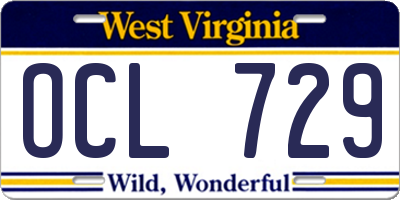 WV license plate OCL729