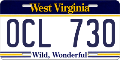 WV license plate OCL730