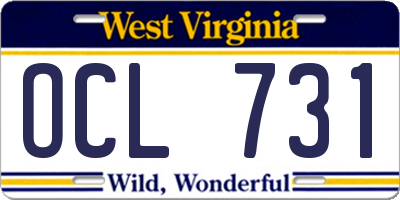 WV license plate OCL731