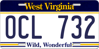 WV license plate OCL732