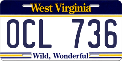WV license plate OCL736
