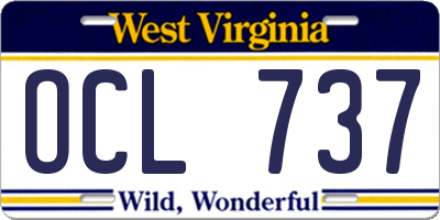 WV license plate OCL737