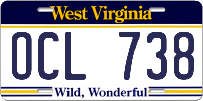 WV license plate OCL738