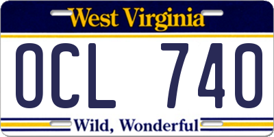WV license plate OCL740