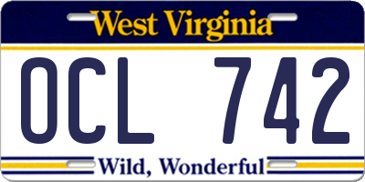 WV license plate OCL742