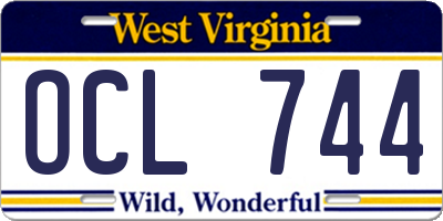 WV license plate OCL744