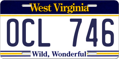 WV license plate OCL746