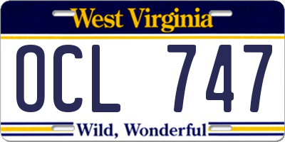 WV license plate OCL747