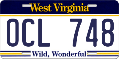 WV license plate OCL748