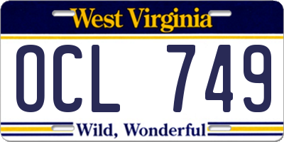 WV license plate OCL749