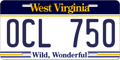 WV license plate OCL750