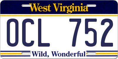 WV license plate OCL752