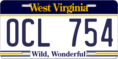 WV license plate OCL754