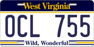 WV license plate OCL755