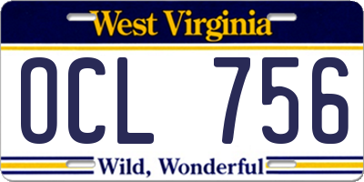 WV license plate OCL756