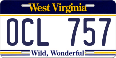 WV license plate OCL757