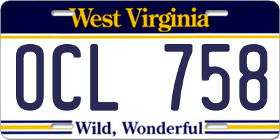 WV license plate OCL758