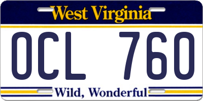 WV license plate OCL760