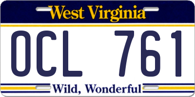 WV license plate OCL761