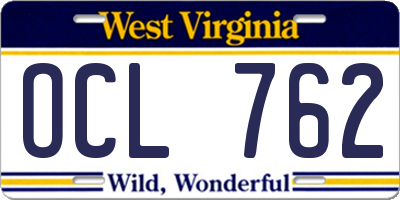 WV license plate OCL762