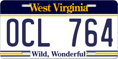 WV license plate OCL764
