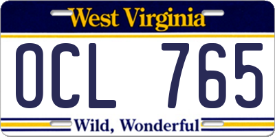 WV license plate OCL765