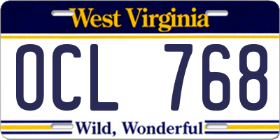 WV license plate OCL768