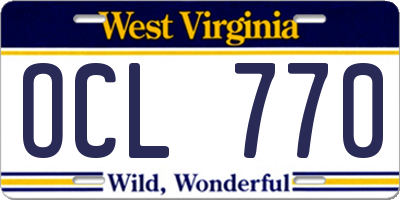 WV license plate OCL770