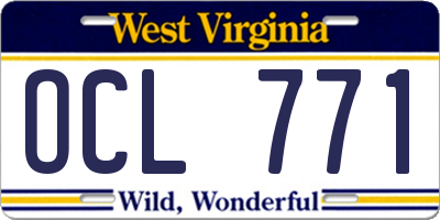 WV license plate OCL771