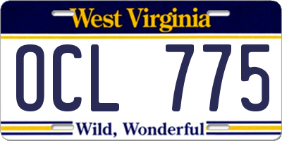 WV license plate OCL775