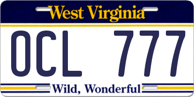 WV license plate OCL777